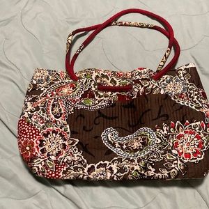 Tabi fabric brown and flower pattern purse